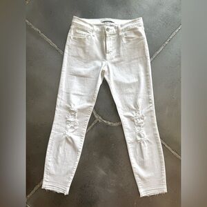 J Brand White Skinny Distressed Jean Size 27